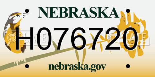 H076720 Nebraska License Plate