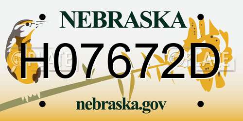 H07672D Nebraska License Plate