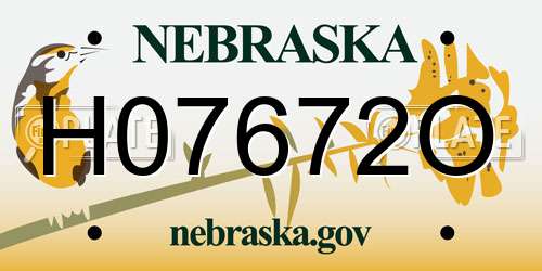 H07672O Nebraska License Plate