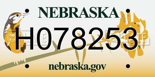H078253 Nebraska License Plate