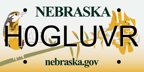 H0GLUVR Nebraska License Plate