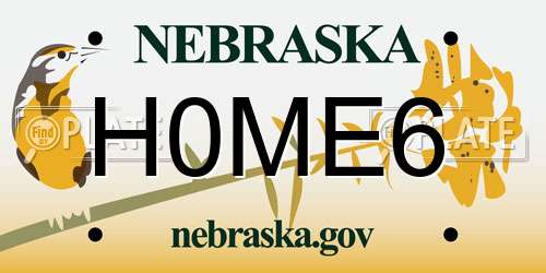 H0ME6 Nebraska License Plate