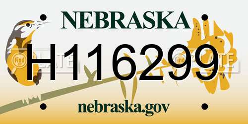 H116299 Nebraska License Plate
