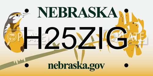 H25ZIG Nebraska License Plate