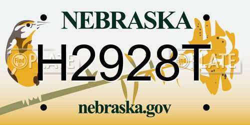 H2928T Nebraska License Plate