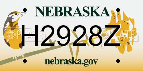 H2928Z Nebraska License Plate