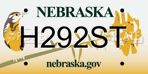 H292ST Nebraska License Plate