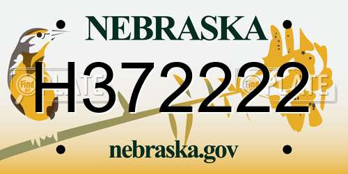 H372222 Nebraska License Plate