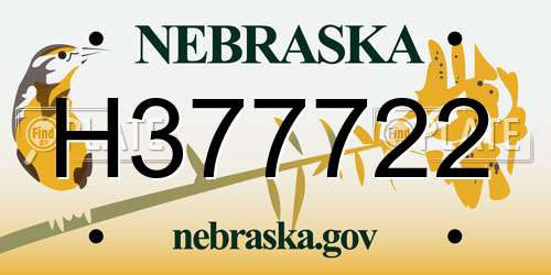 H377722 Nebraska License Plate