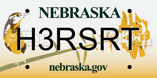 H3RSRT Nebraska License Plate