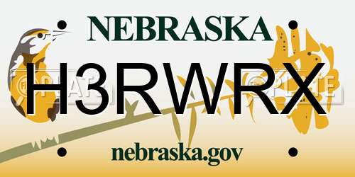 H3RWRX Nebraska License Plate