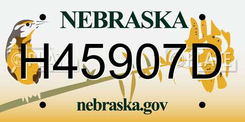 H45907D Nebraska License Plate