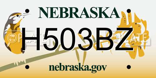H503BZ Nebraska License Plate