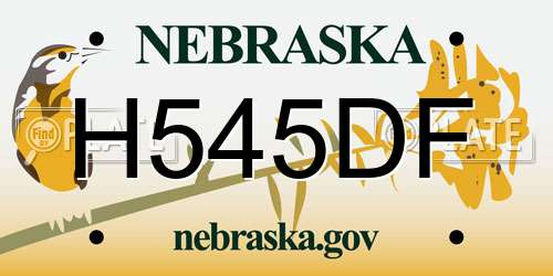 H545DF Nebraska License Plate