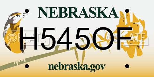 H545OF Nebraska License Plate