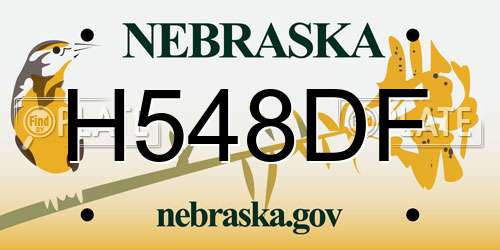 H548DF Nebraska License Plate