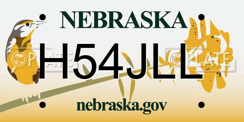 H54JLL Nebraska License Plate