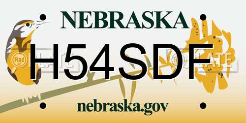 H54SDF Nebraska License Plate