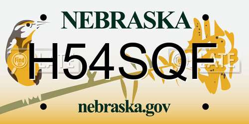 H54SQF Nebraska License Plate