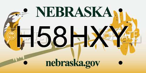 H58HXY Nebraska License Plate