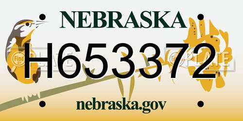 H653372 Nebraska License Plate