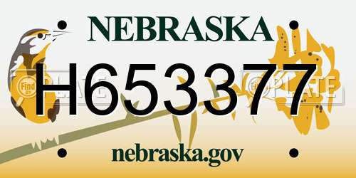 H653377 Nebraska License Plate