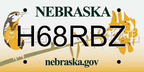 H68RBZ Nebraska License Plate
