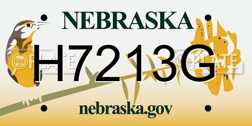 H7213G Nebraska License Plate