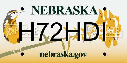 H72HDI Nebraska License Plate