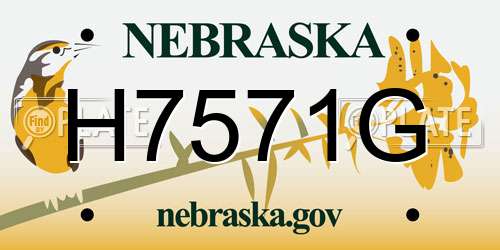 H7571G Nebraska License Plate