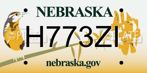 H773ZI Nebraska License Plate