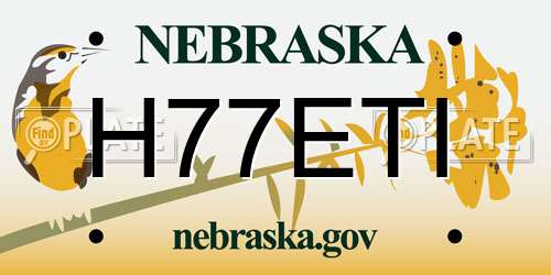 H77ETI Nebraska License Plate