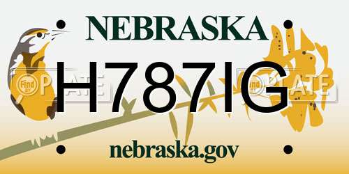 H787IG Nebraska License Plate