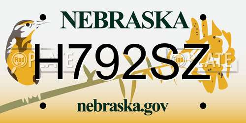 H792SZ Nebraska License Plate