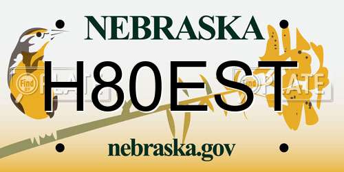 H80EST Nebraska License Plate