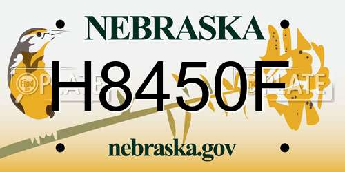H8450F Nebraska License Plate