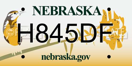 H845DF Nebraska License Plate