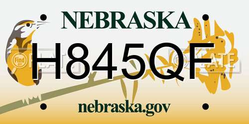 H845QF Nebraska License Plate