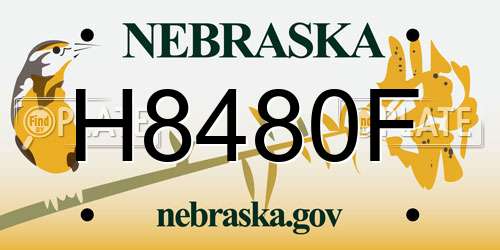 H8480F Nebraska License Plate