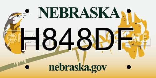 H848DF Nebraska License Plate
