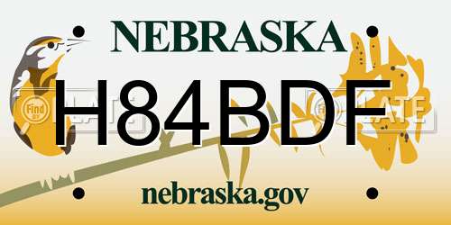 H84BDF Nebraska License Plate