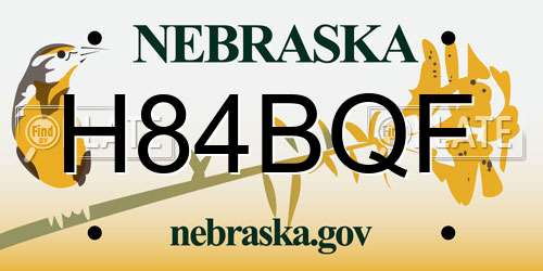 H84BQF Nebraska License Plate