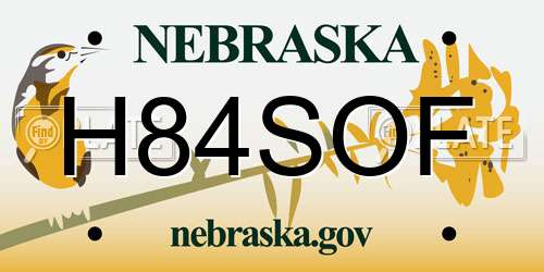 H84SOF Nebraska License Plate