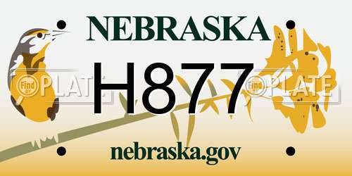 H877 Nebraska License Plate