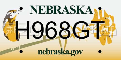H968GT Nebraska License Plate