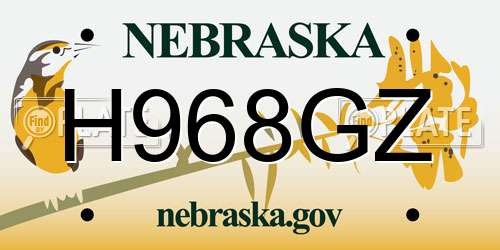 H968GZ Nebraska License Plate
