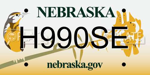 H990SE Nebraska License Plate