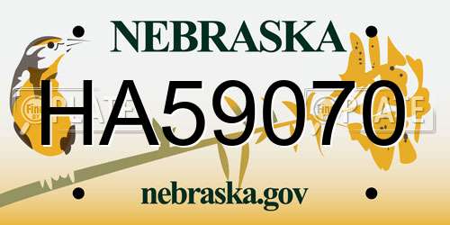 HA59070 Nebraska License Plate