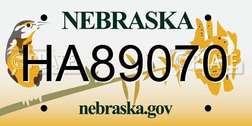 HA89070 Nebraska License Plate