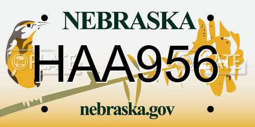 HAA956 Nebraska License Plate